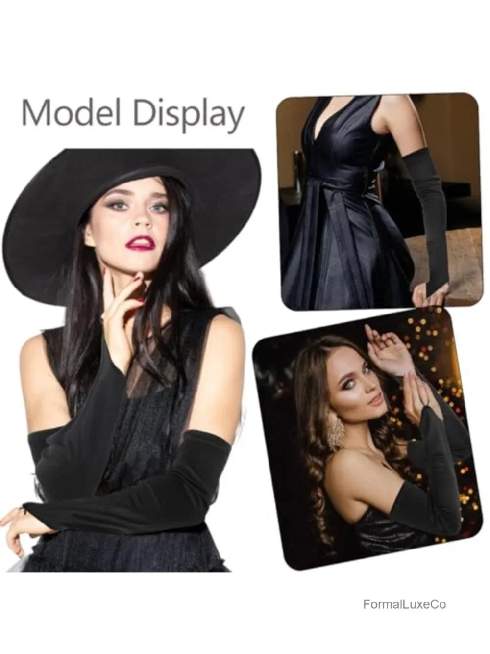 Satin Fingerless Opera Gloves Elbow Length Formal Wedding Party Accessory